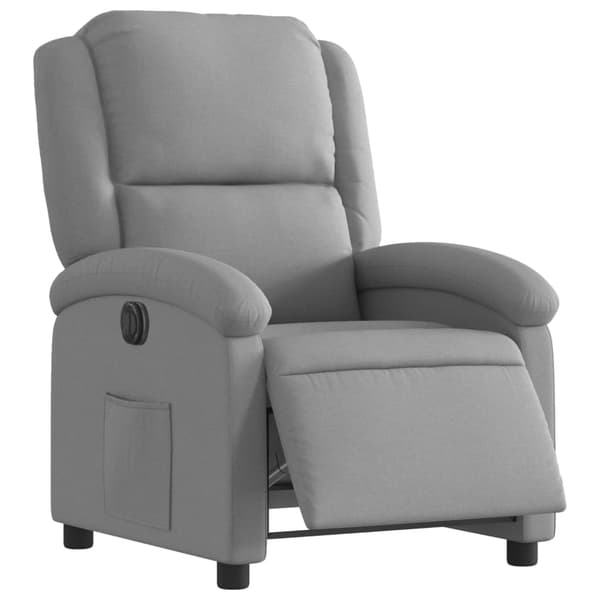 vidaXL Elektrisk reclinerfåtölj ljusgrå tyg Grå
