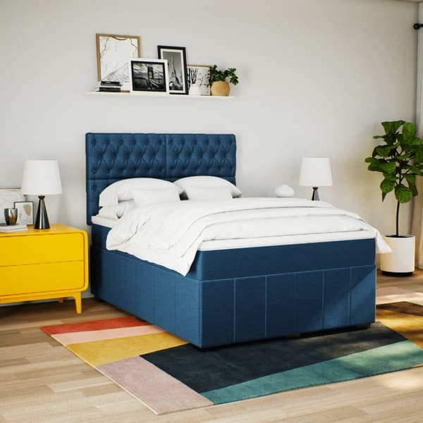vidaXL Ramsäng med madrass blå 140x200 cm tyg Blå