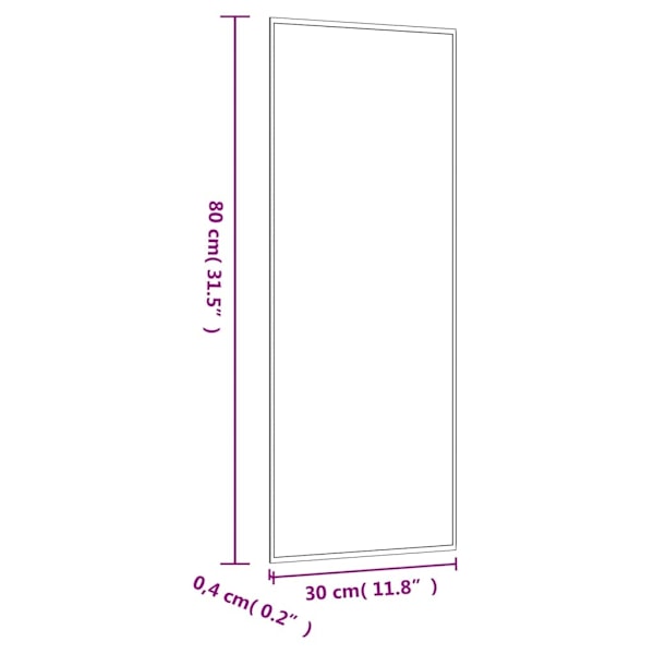 vidaXL Väggspegel 30x80 cm glas rektangulär Silver