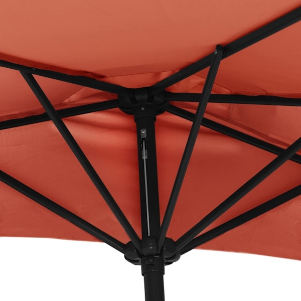 vidaXL Balkongparasoll aluminiumstång terrakotta 270x144x222 cm halv Brun