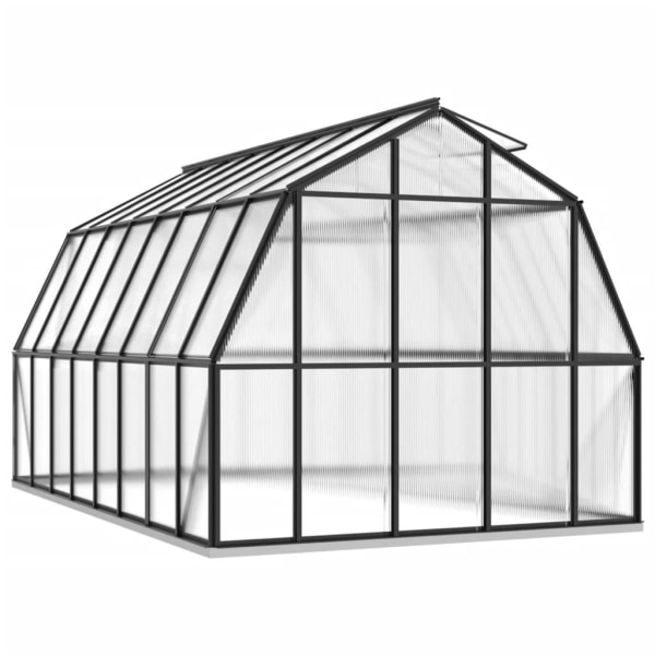 vidaXL Växthus med basram antracit 12,63 m² aluminium Antracit