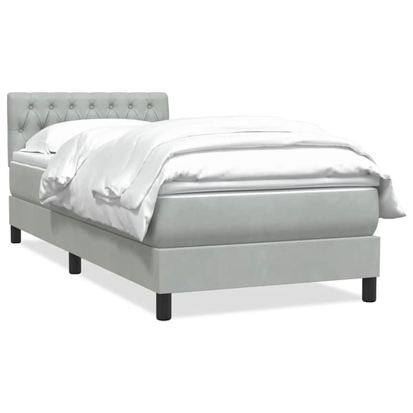 vidaXL Ramsäng med madrass ljusgrå 80x210 cm sammet Grå