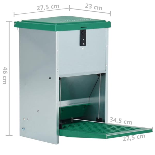 vidaXL Foderautomat för fjäderfä med pedal 8 kg Grön