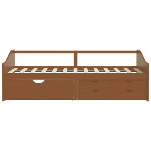 vidaXL Dagbädd 3-sits honungsbrun massiv furu 90x200 cm Brun