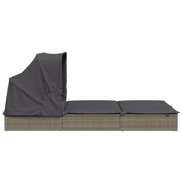 vidaXL Solsäng med hopfällbart tak grå 213x118x97 cm konstrotting Grå