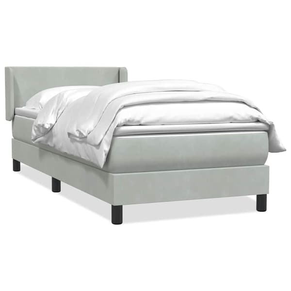 vidaXL Resårsäng med madrass ljusgrå 90x220 cm sammet Grå