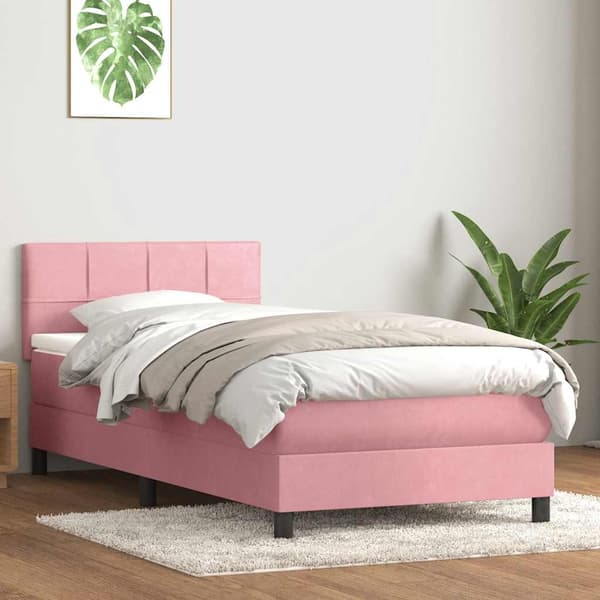 vidaXL Ramsäng med madrass rosa 80x220 cm sammet Rosa