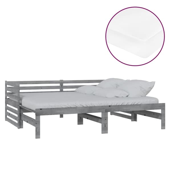 vidaXL Dagbädd utdragbar 2x(90x200) cm grå massiv furu grå