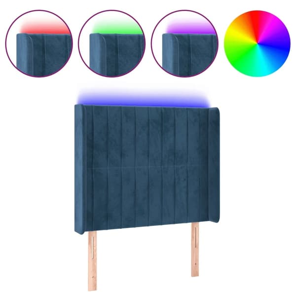 vidaXL Sänggavel LED mörkblå 93x16x118/128 cm sammet Blå