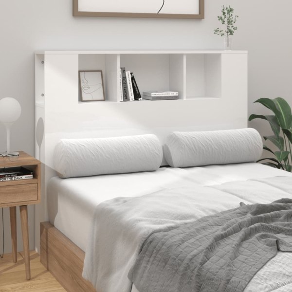 vidaXL Sänggavel med förvaring vit högglans 120x18,5x102,5 cm Vit