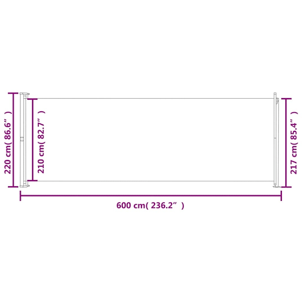 vidaXL Infällbar sidomarkis 220x600 cm brun Brun