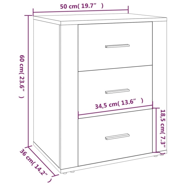 vidaXL Sängbord Brun ek 50x36x60 cm konstruerat trä Brun