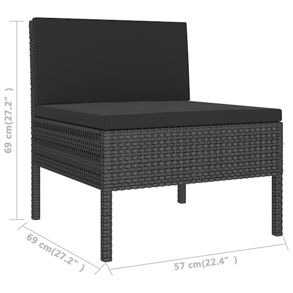 vidaXL Loungegrupp med dynor 5 delar konstrotting svart Svart