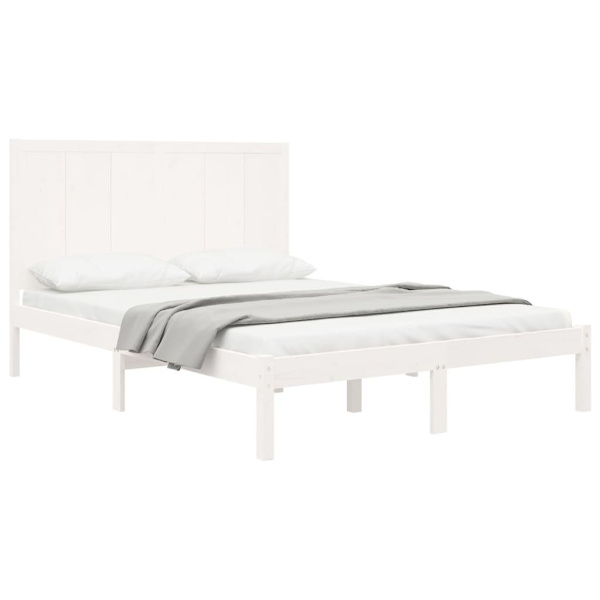 vidaXL Sängram vit massiv furu 140x190 cm Vit