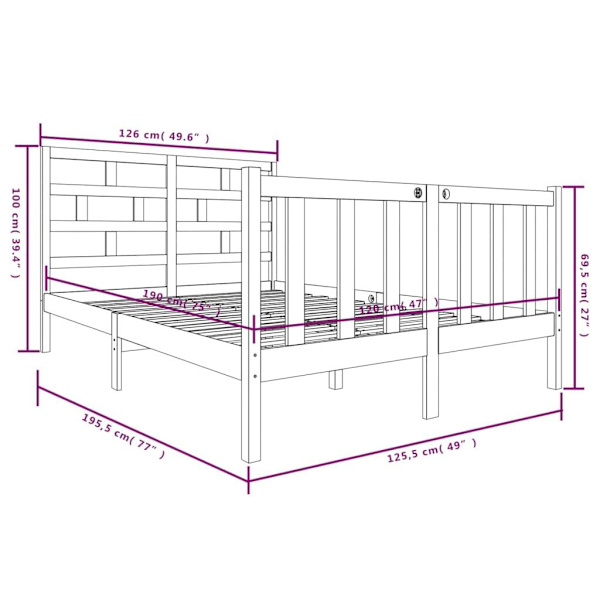 vidaXL Sängram honungsbrun massiv furu 120x190 cm Brun