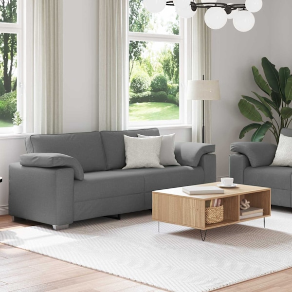 vidaXL Soffa 2 pcs Mörkgrå 219 x 80 x 82 cm tyg Grå