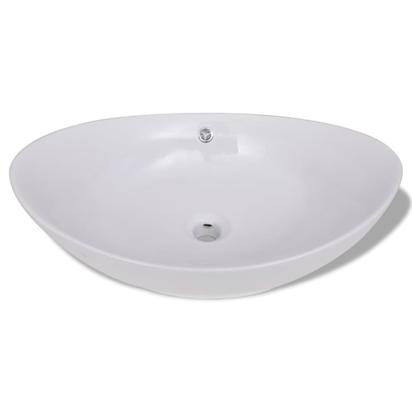 vidaXL Lyxigt ovanpåliggande handfat i keramik 59 x 38,5 cm Vit