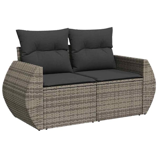 vidaXL Trädgårdsoffset 9 st 9-Antal sittplatser Grå Poly Rattan Grå