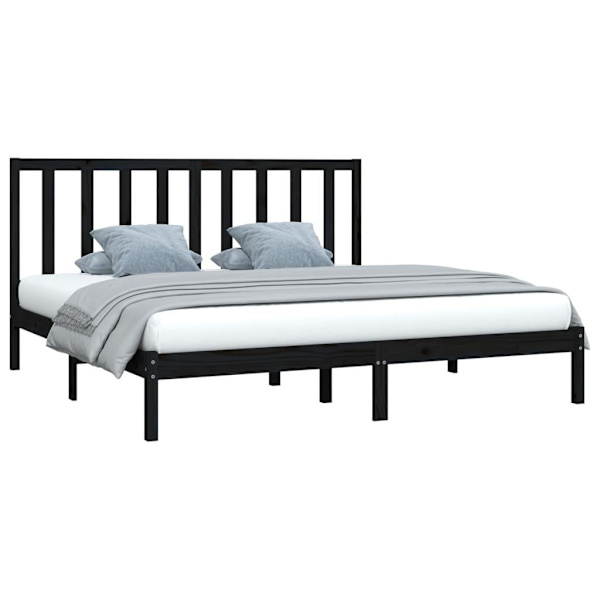 vidaXL Sängram svart massiv furu 200x200 cm Svart