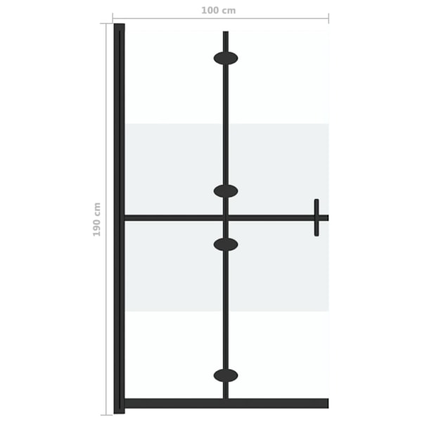 vidaXL Vikbar duschvägg med halvfrostat ESG-glas 100x190 cm Transparent