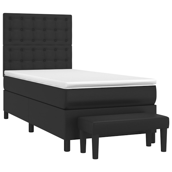 vidaXL Ramsäng med madrass svart 90x200 cm konstläder Svart
