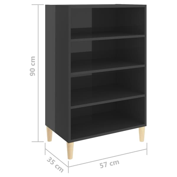 vidaXL Skänk grå högglans 57x35x90 cm konstruerat trä grå