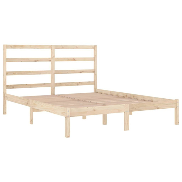 vidaXL Sängram massiv furu 160x200 cm Brun