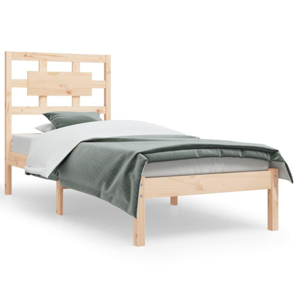 vidaXL Sängram massiv furu 100x200 cm Brun