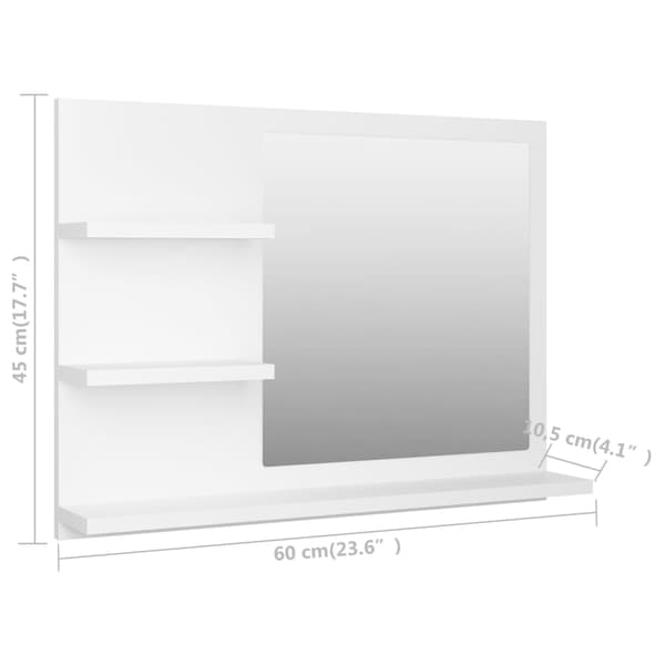 vidaXL Badrumsspegel vit 60x10,5x45 cm konstruerat trä Vit