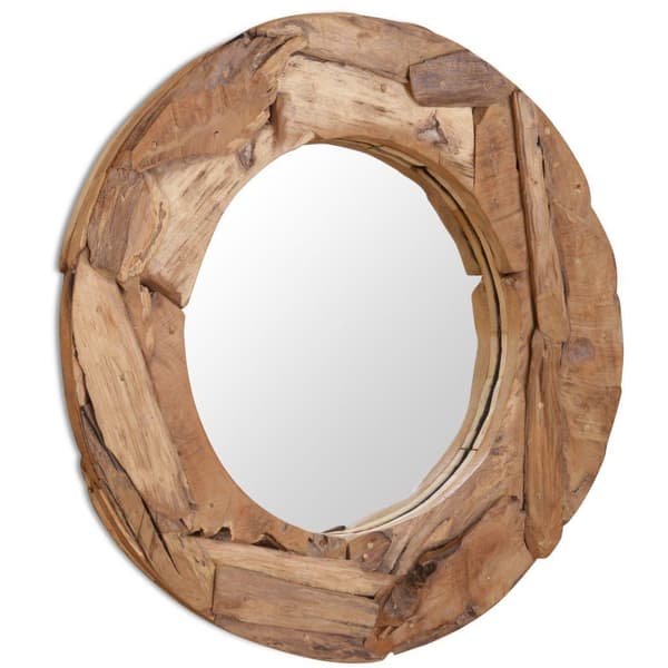 vidaXL Prydnadsspegel teak 50 cm rund Brun