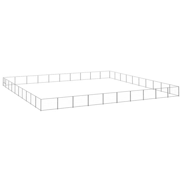 vidaXL Hundgård silver 100 m² stål Silver