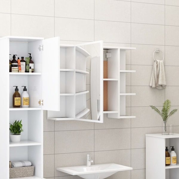 vidaXL Spegelskåp för badrum vit 80x20,5x64 cm konstruerat trä Vit