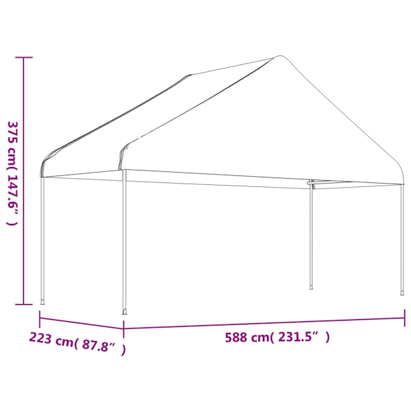 vidaXL Paviljong med tak vit 17,84x5,88x3,75 m polyeten Vit