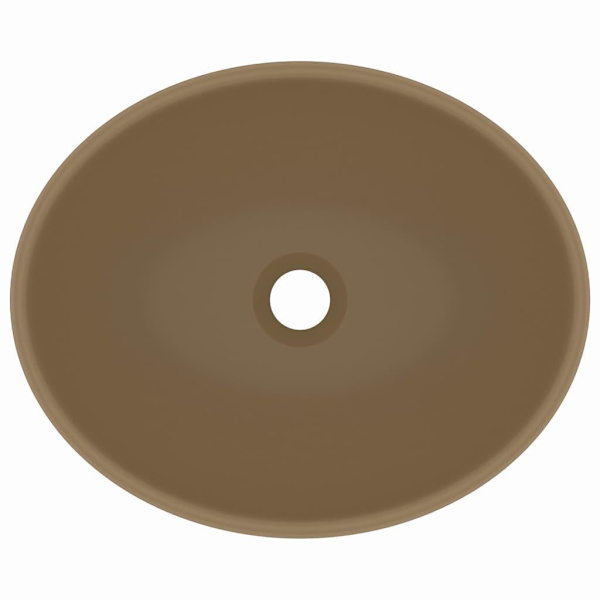 vidaXL Lyxigt ovalt handfat matt gräddvit 40x33 cm keramik Creme