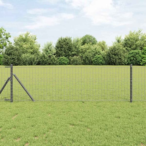 vidaXL Euro Stängsel Markfäste 50 x 0,4 m PVC-belagda stål Grå Mesh Grå