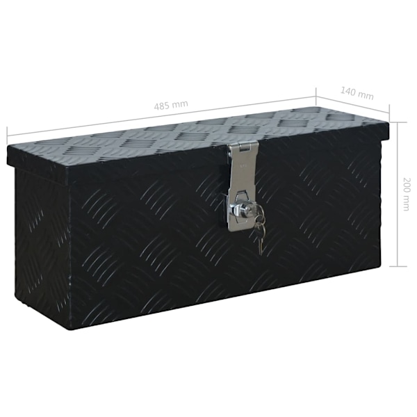 vidaXL Aluminiumlåda 485x140x200 mm svart Svart