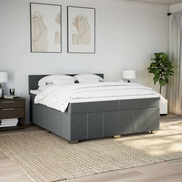 vidaXL Ramsäng med madrass mörkgrå 200x200 cm tyg Grå