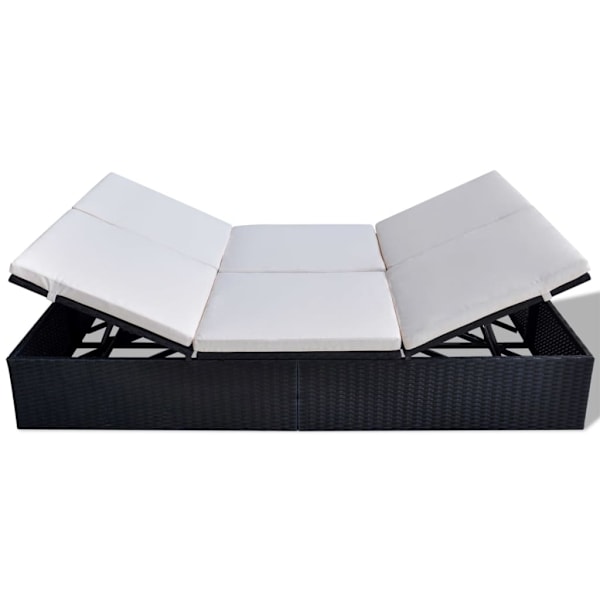 vidaXL Solsäng Poly Rattan Svart Svart