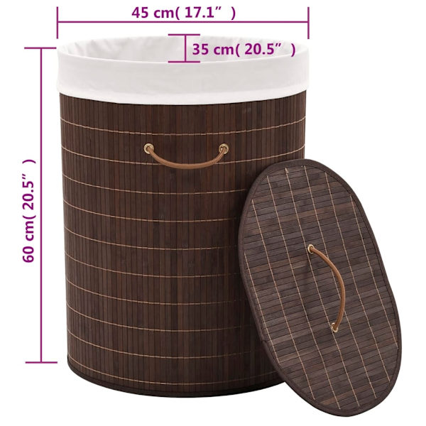 vidaXL Tvättkorg i bambu oval brun Brun
