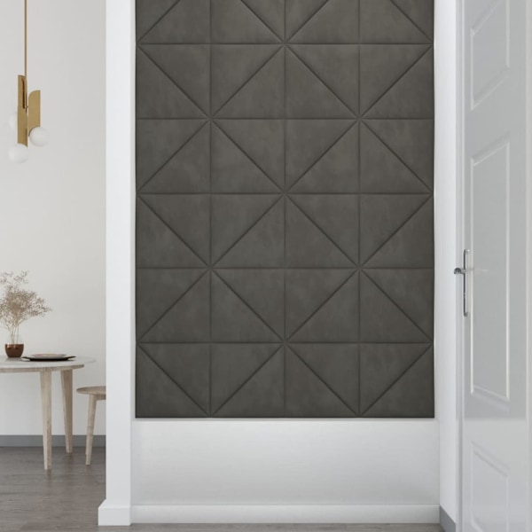vidaXL Väggpaneler 12 st mörkgrå 30x30 cm sammet 0,54 m² Grå