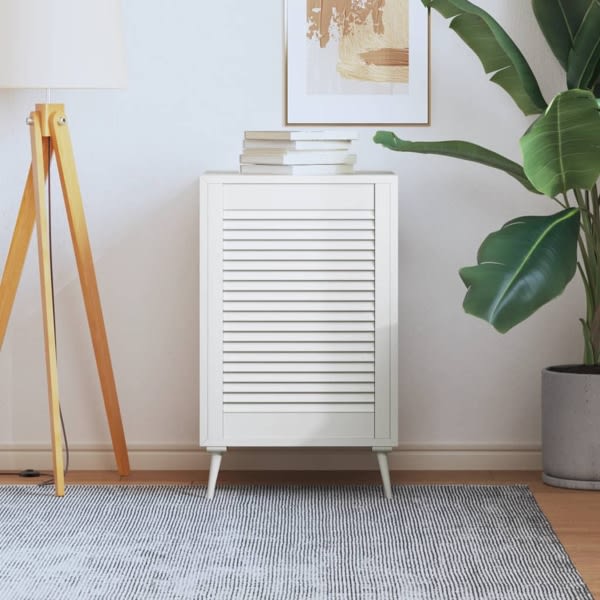 vidaXL Skåplucka lamelldesign vit 69x49,4 cm massiv furu Vit