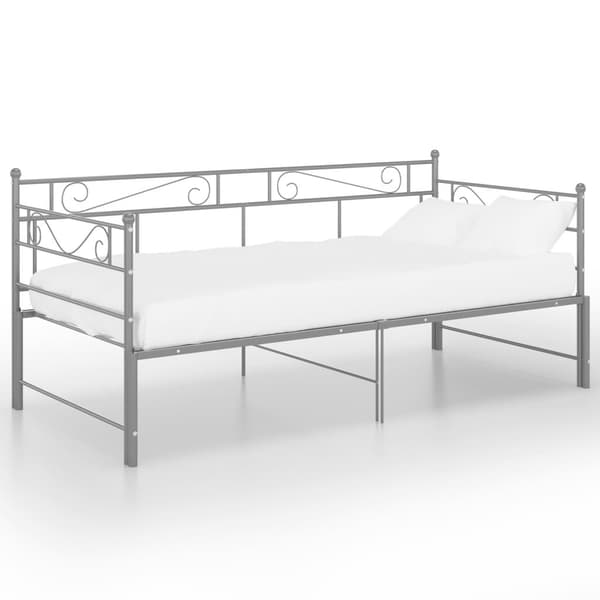 vidaXL Utdragbar sängram bäddsoffa grå metall 90x200 cm grå