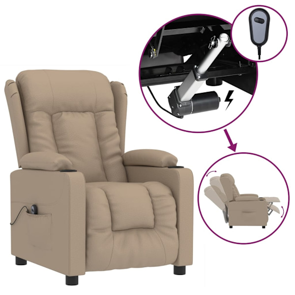 vidaXL Elektrisk reclinerfåtölj cappuccino konstläder Brun
