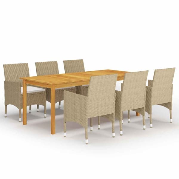 vidaXL Matgrupp för trädgården 7 delar beige Beige