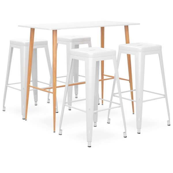 vidaXL Bargrupp 5 delar vit Vit