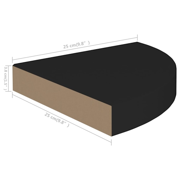 vidaXL Svävande hörnhyllor 4 st svart 25x25x3,8 cm MDF Svart