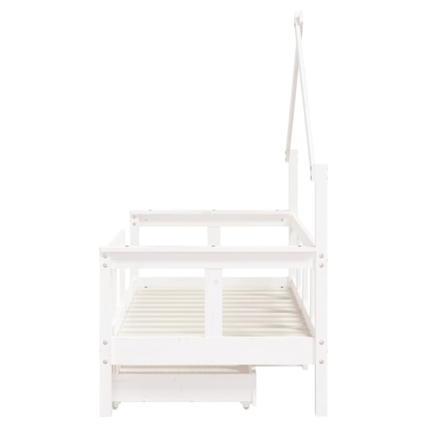 vidaXL Sängram för barnsäng m. lådor vit 70x140 cm massiv furu Vit