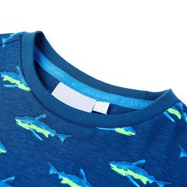 vidaXL T-shirt för barn mörkgrå 140 Blå