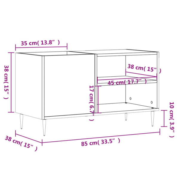 vidaXL Stereobänk grå sonoma 85x38x48 cm konstruerat trä Grå