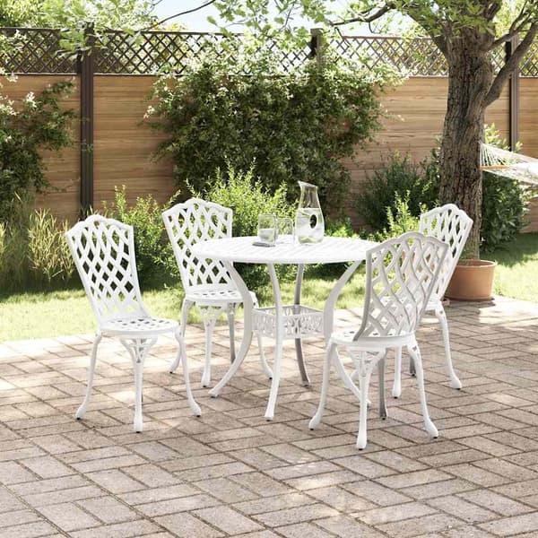 vidaXL Trädgårdsmöbelset 5 pcs Vit Aluminium Vit